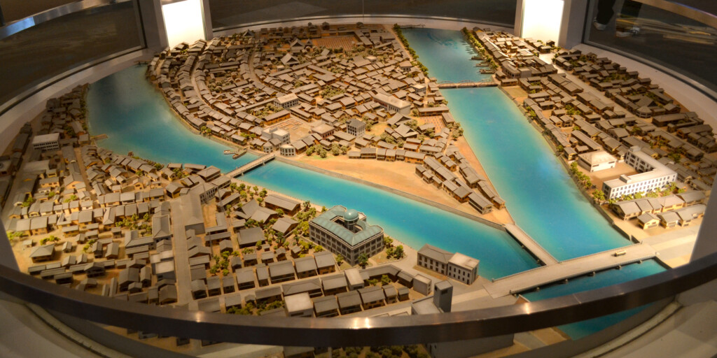 A maquete mostra como era a cidade de Hiroshima antes da bomba atômica