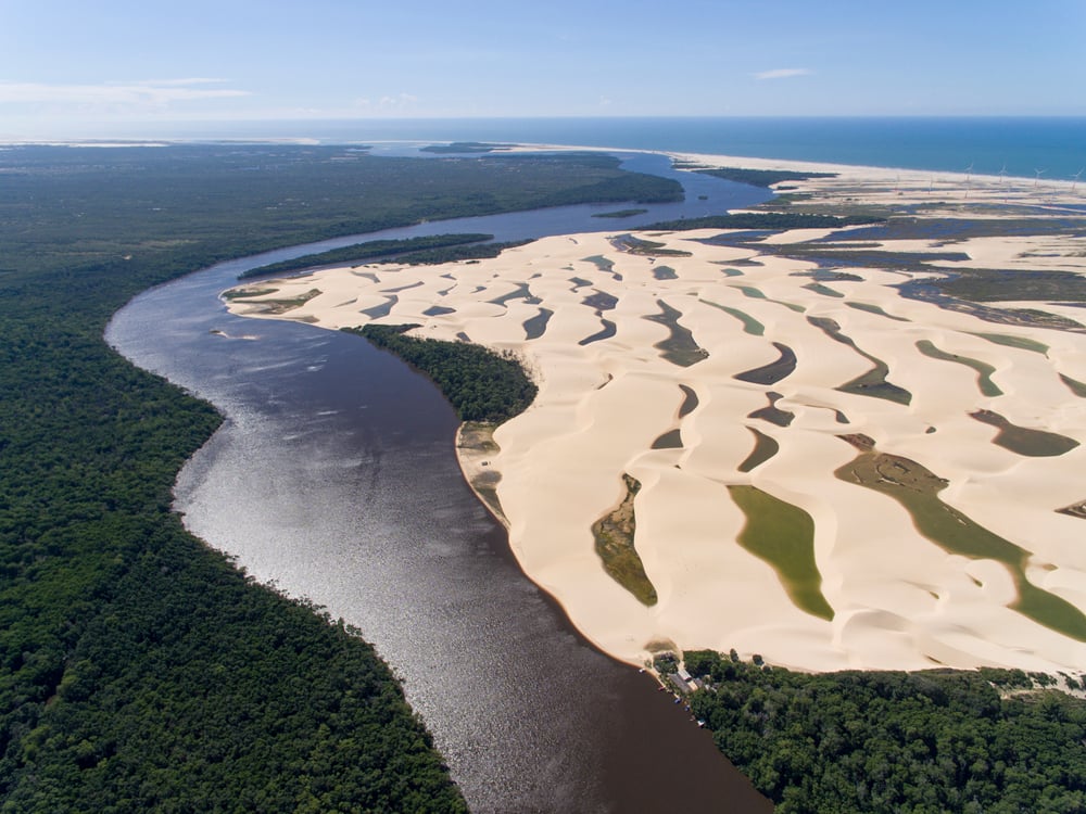 Conheça o estado do Maranhão | Vista Aérea do Rio Preguiça em Barreirinhas | Conexão123