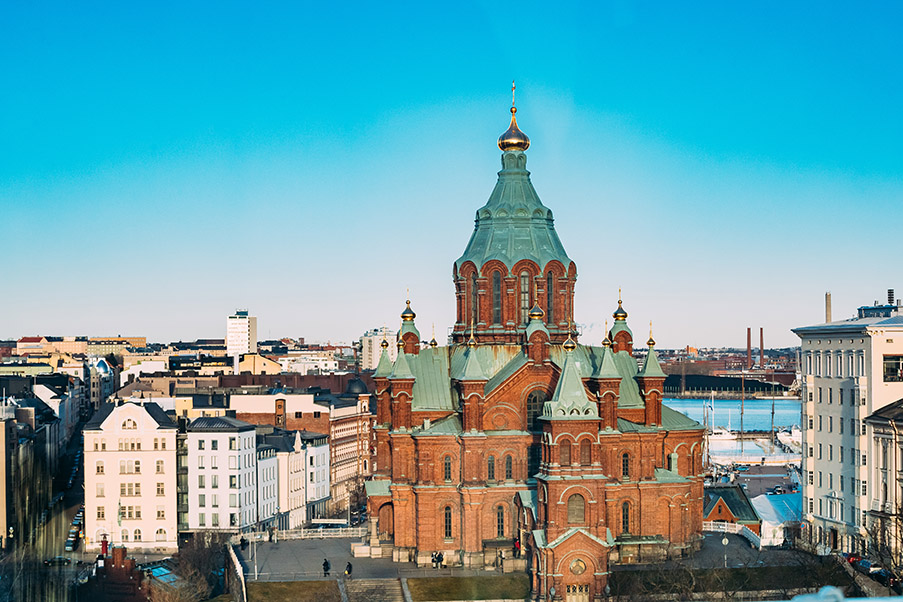 A Catedral Ortodoxa de Uspenski é um dos principais símbolos da ocupação russa na Finlândia